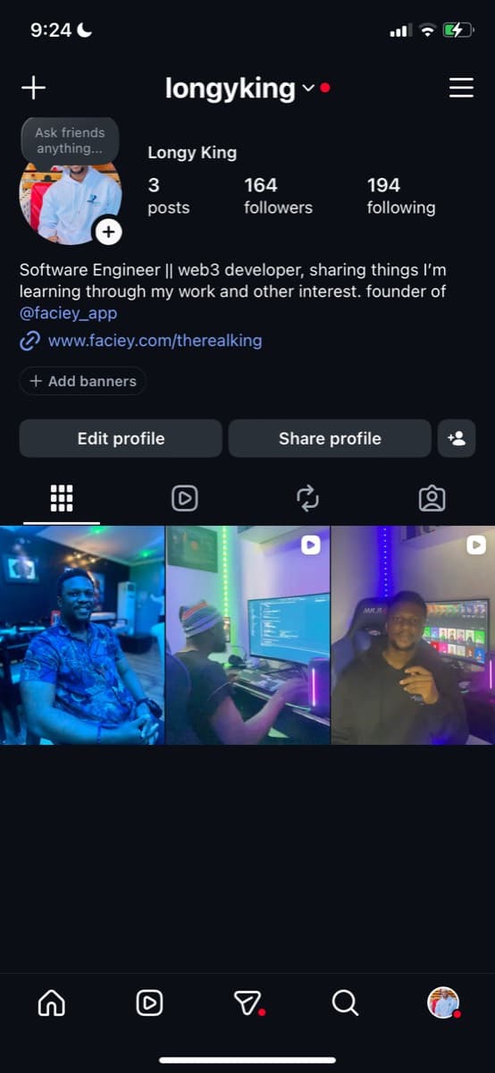 A Faciey link sitting in an Instagram bio