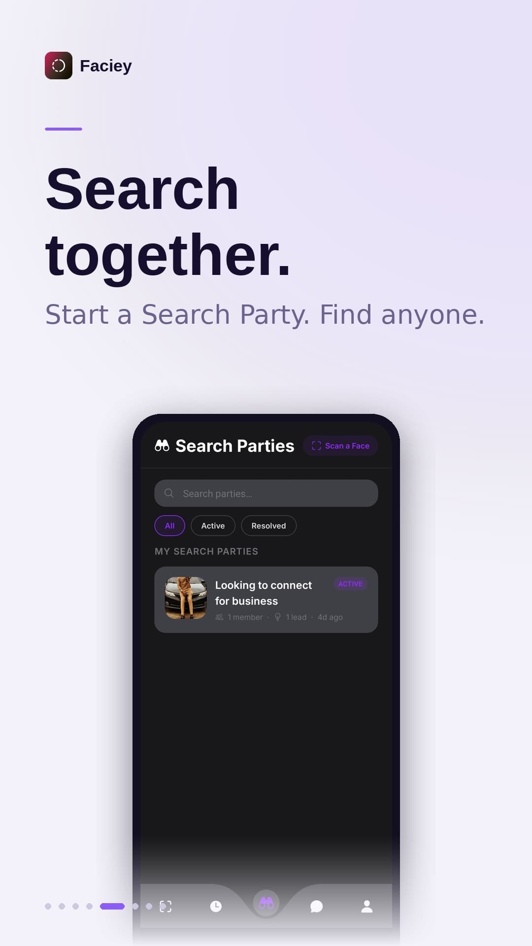 Search together with Search Parties — Faciey app