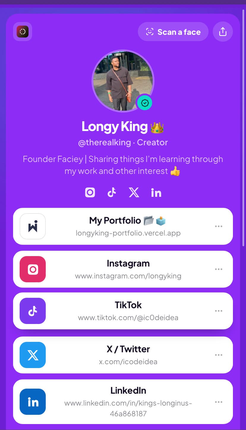 A public profile page showing every link the person publishes